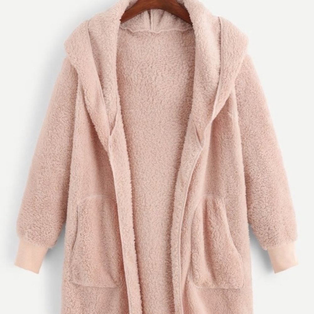 Blush Pink Teddy Outerwear Jacket Sz S